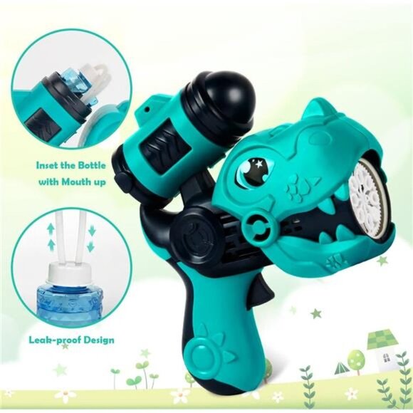 Dinosaur Bubble Gun Blaster for Kids, Bubble Maker with LED Light and Sound - Picture 2 of 6